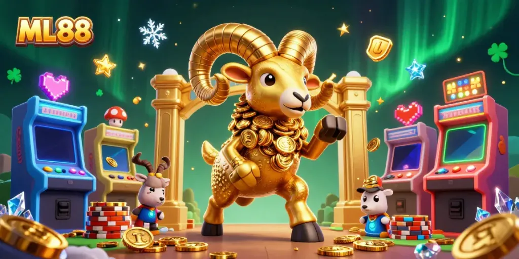 Experience thrilling gaming action at ML88, featuring dynamic 3D casino elements and immersive characters.