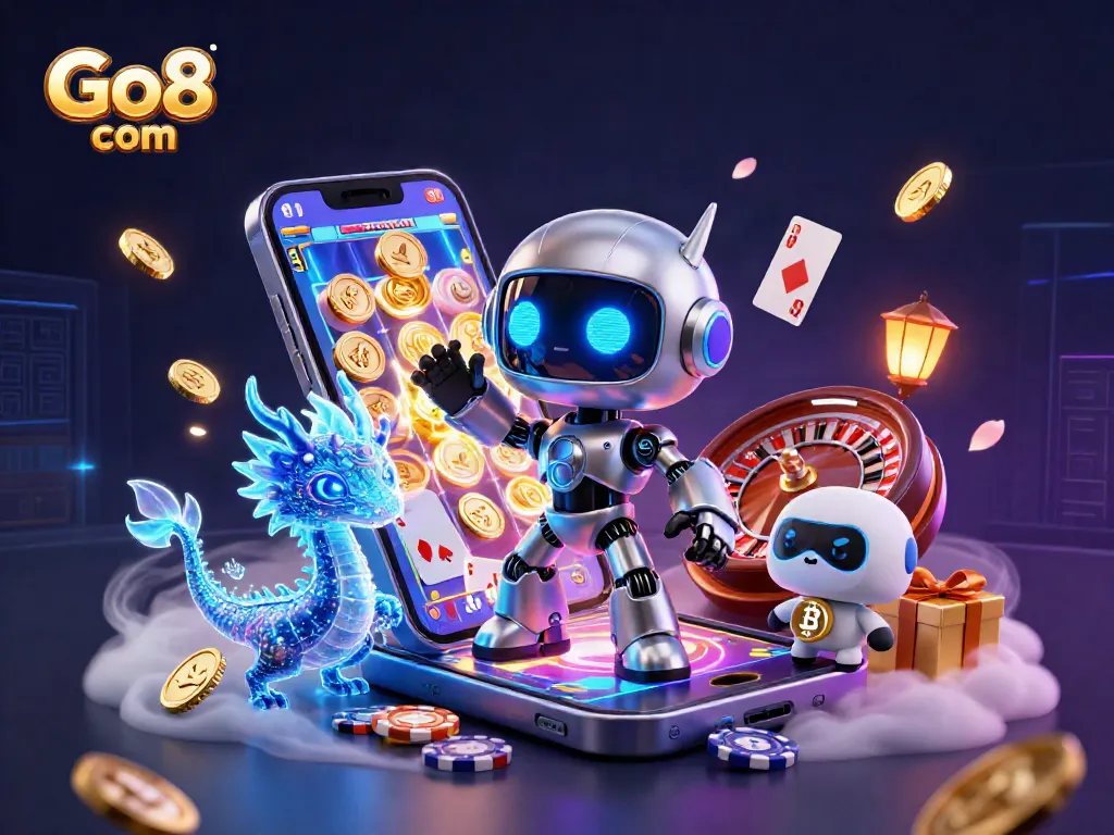 Spin and win with Go8 com's exciting casino gaming illustration featuring captivating characters and elements.
