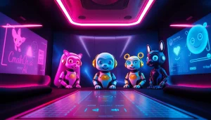 Engaging scene of crush on ai featuring animated characters in a vibrant digital chat environment.