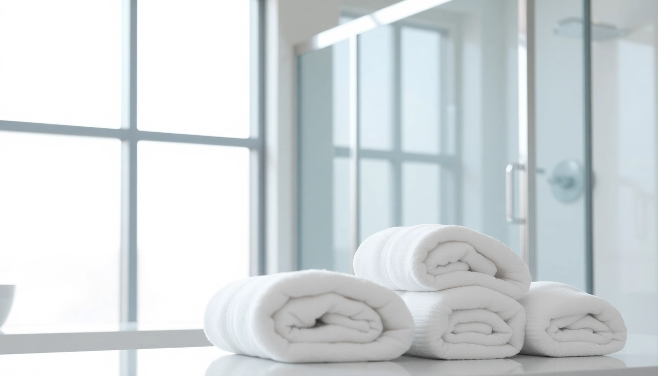 Elegant shower doors sliding in a modern bathroom featuring soft lighting and luxury towels.