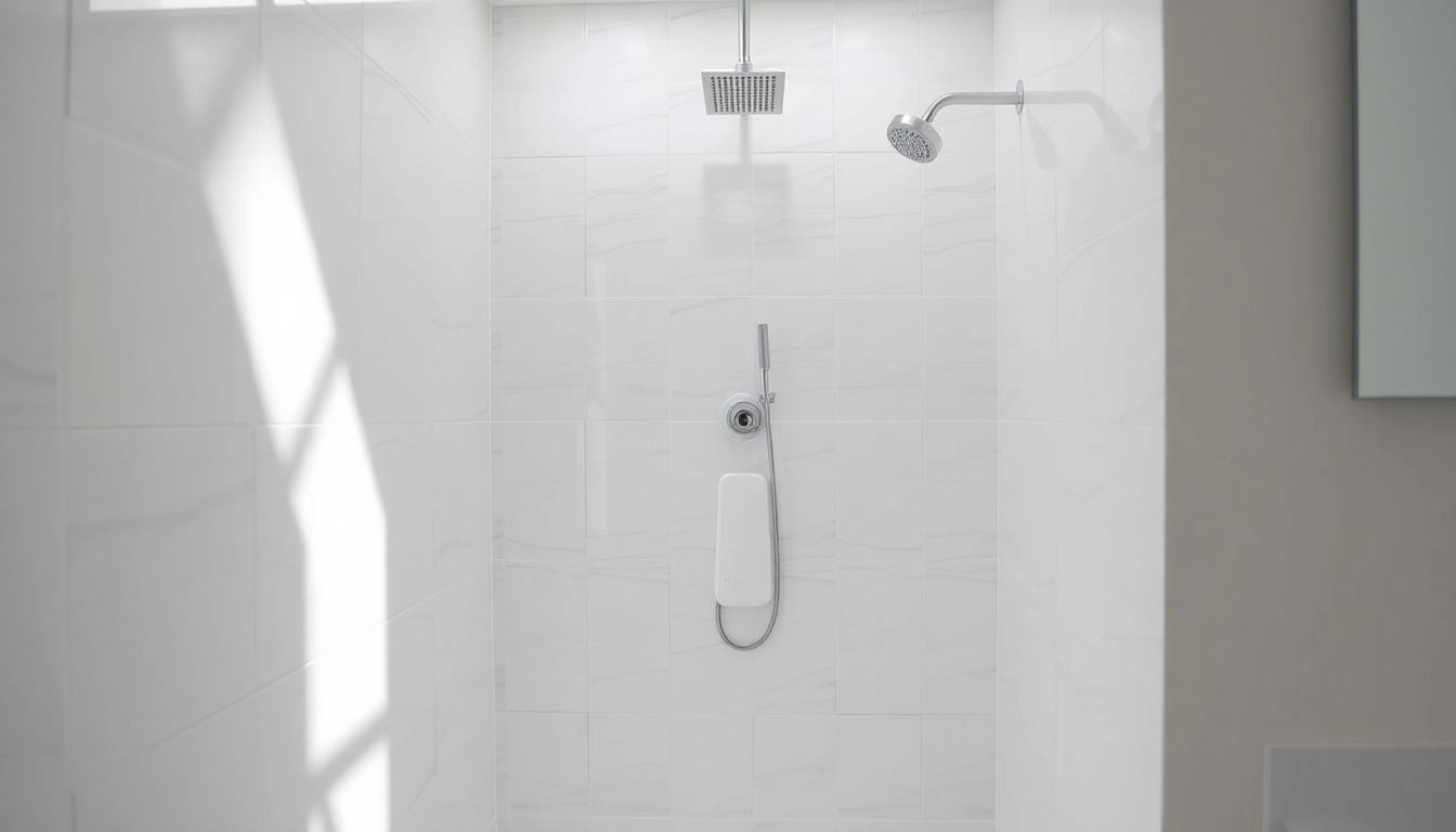 Ansicht der sonni Duschkabine 100x100 in elegantem Badezimmer mit modernen Elementen.