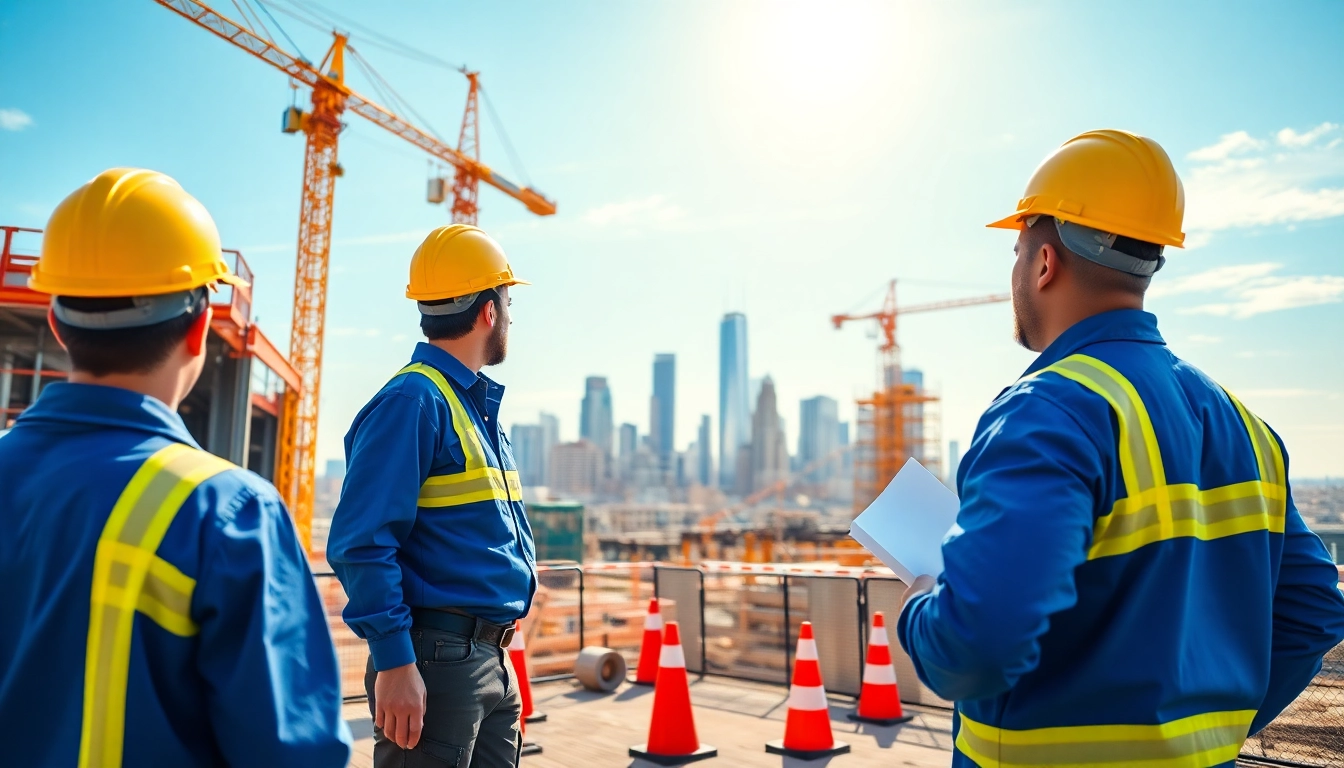New Jersey Commercial General Contractor overseeing a professional construction project bustling with activity.