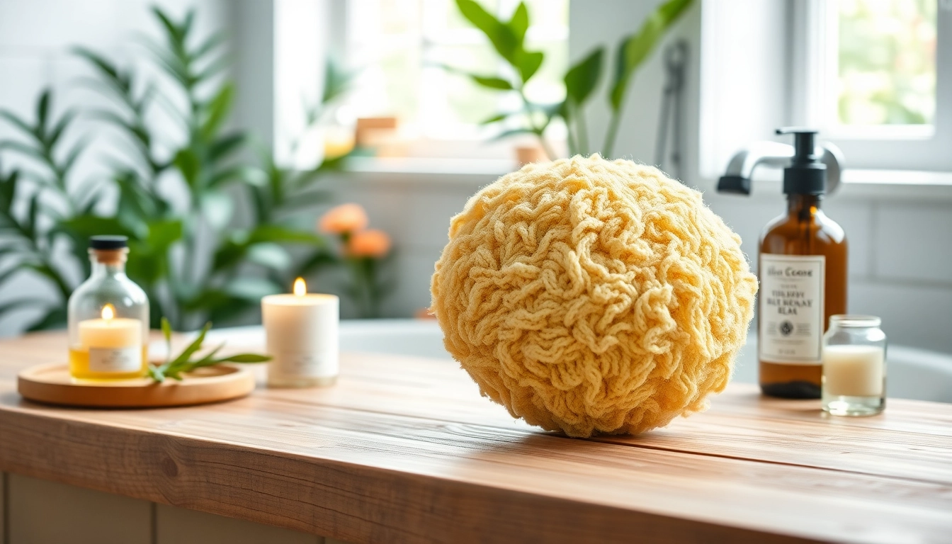 Enhance your bathing routine with the best back loofah, showcasing its vibrant texture and inviting atmosphere.