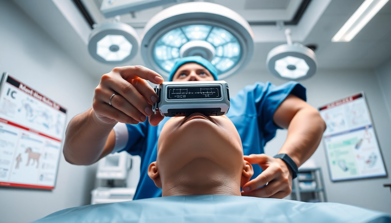 Healthcare professional effectively using a choking device on a simulator in a clinical setting.