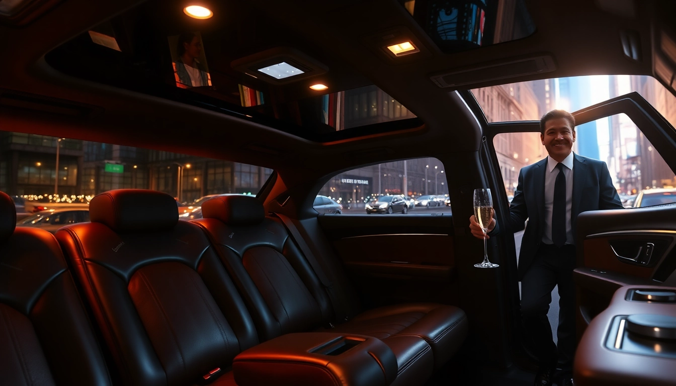 Experience luxury with Hollywood Town Car and Limousine's elegant interior, featuring plush seating and a professional chauffeur.
