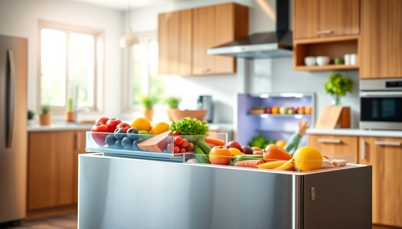 Open freezer showcasing neatly organized food, emphasizing freshness and accessibility.