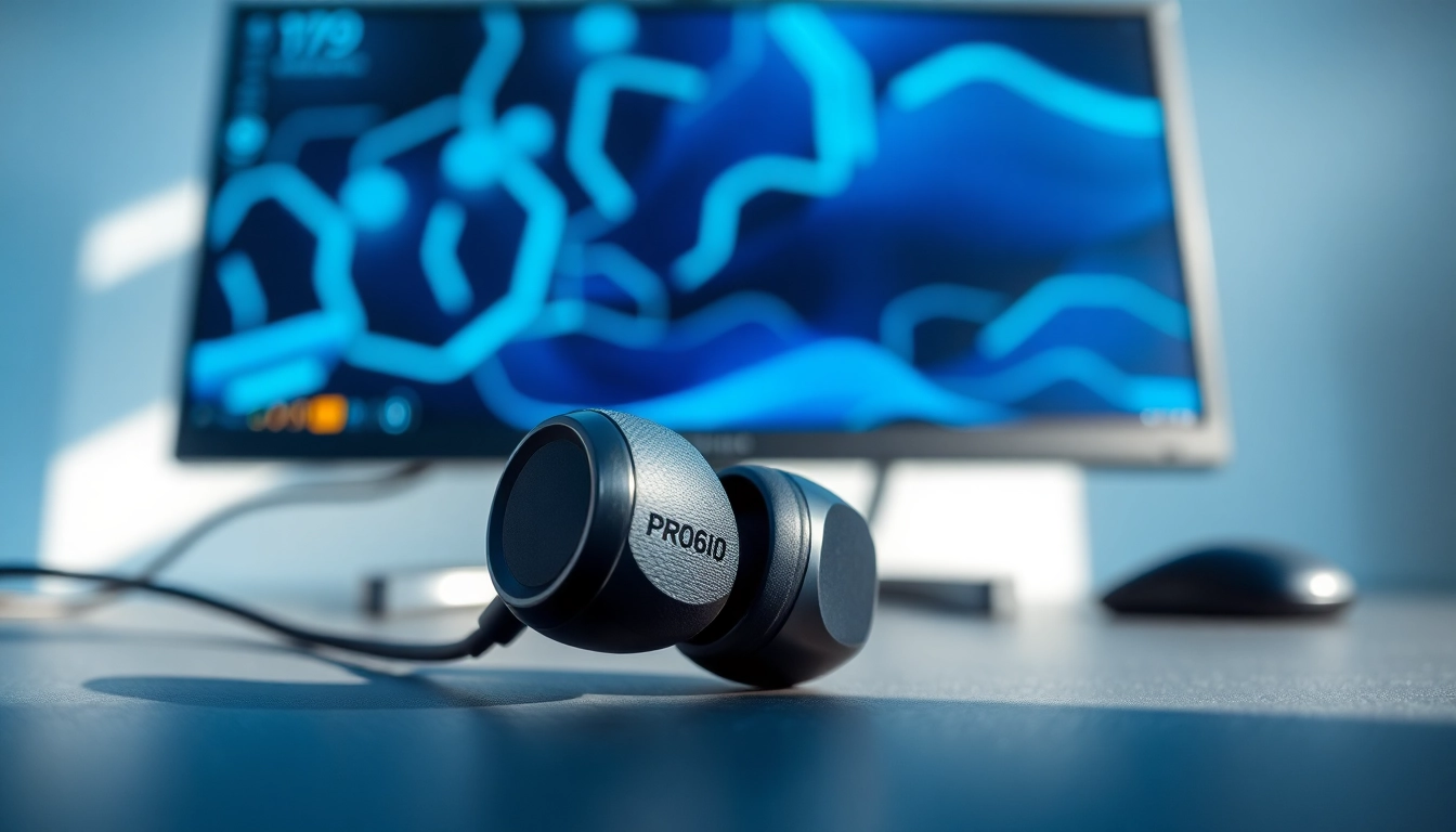 Experience immersive sound with the PRO60 Gaming Earbuds, showcasing their sleek design and powerful performance.