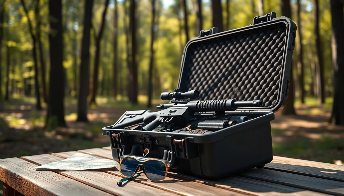 A vibrant Pelican gun case for sale displayed outdoors, showcasing its durability and security features.