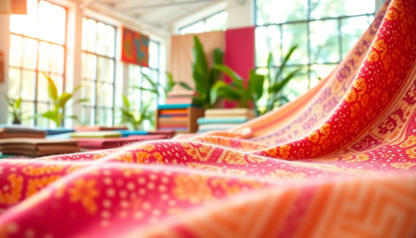 Katoen stoffen in een lichte showroom met levendige kleuren en fijne patronen.