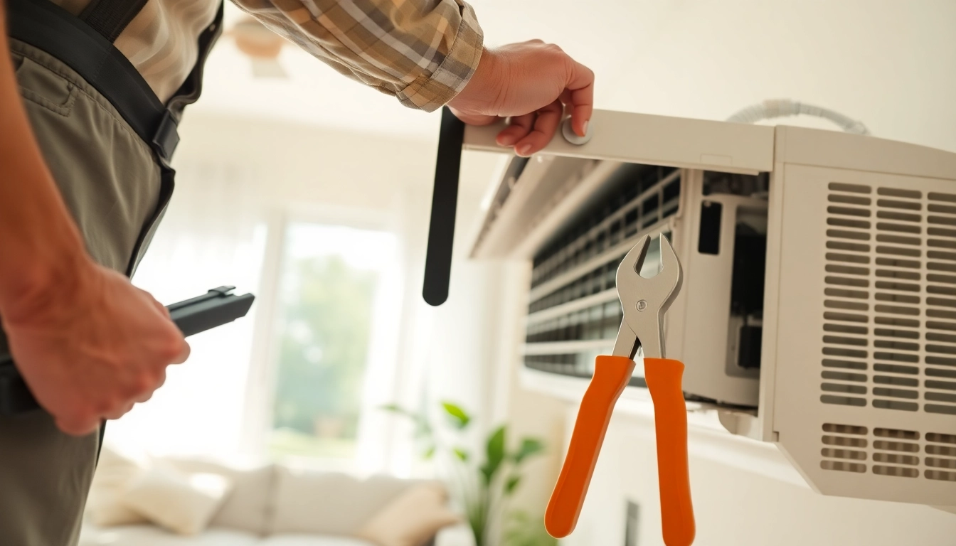 HVAC technician conducting Air Conditioning Repair Tampa in a cozy home environment.