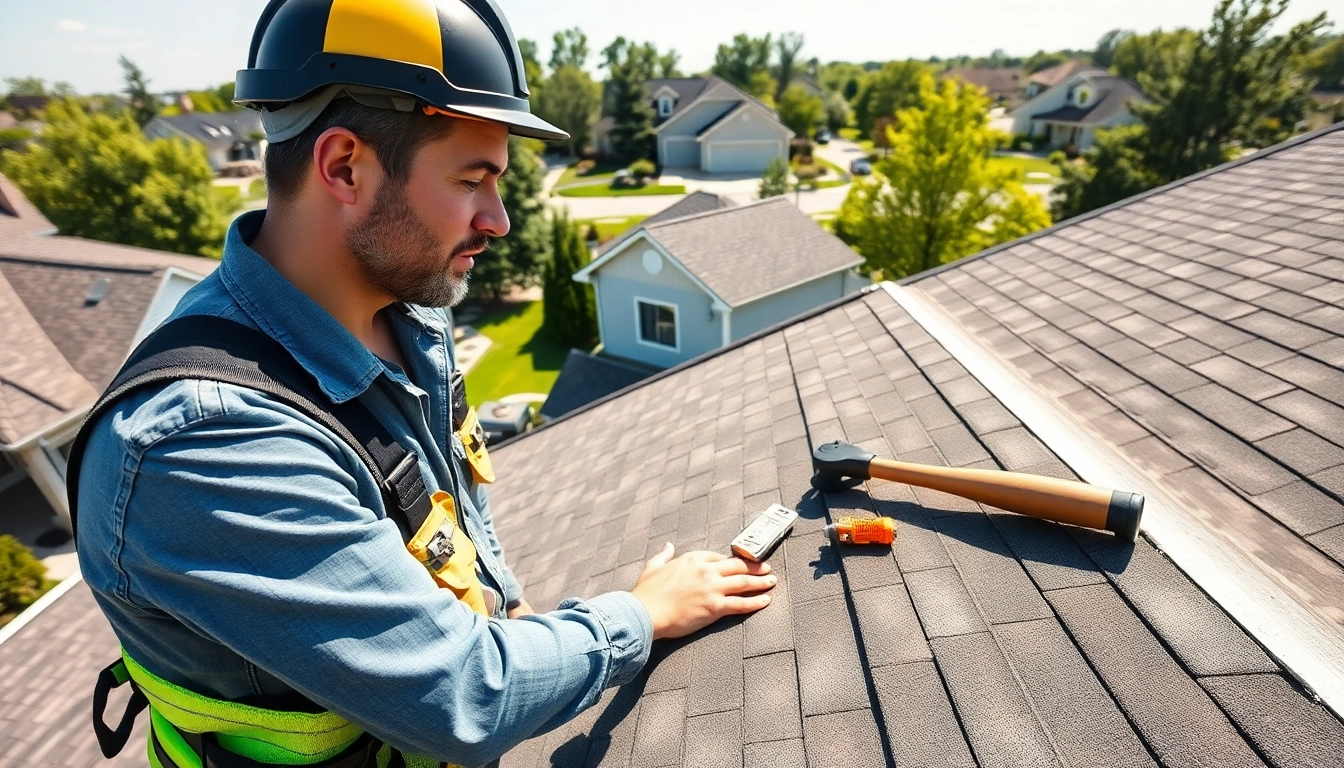 Inspecting roofing details in South Jersey with a professional contractor analyzing shingles.