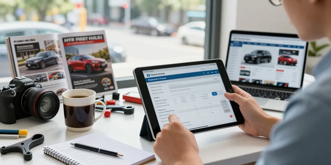 Car history check UK insights extracted from an easy-to-read vehicle report on tablet.