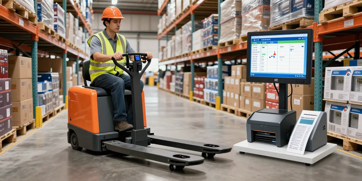 Electric pallet truck with scale and printer in Texas enhances warehouse efficiency and real-time tracking.